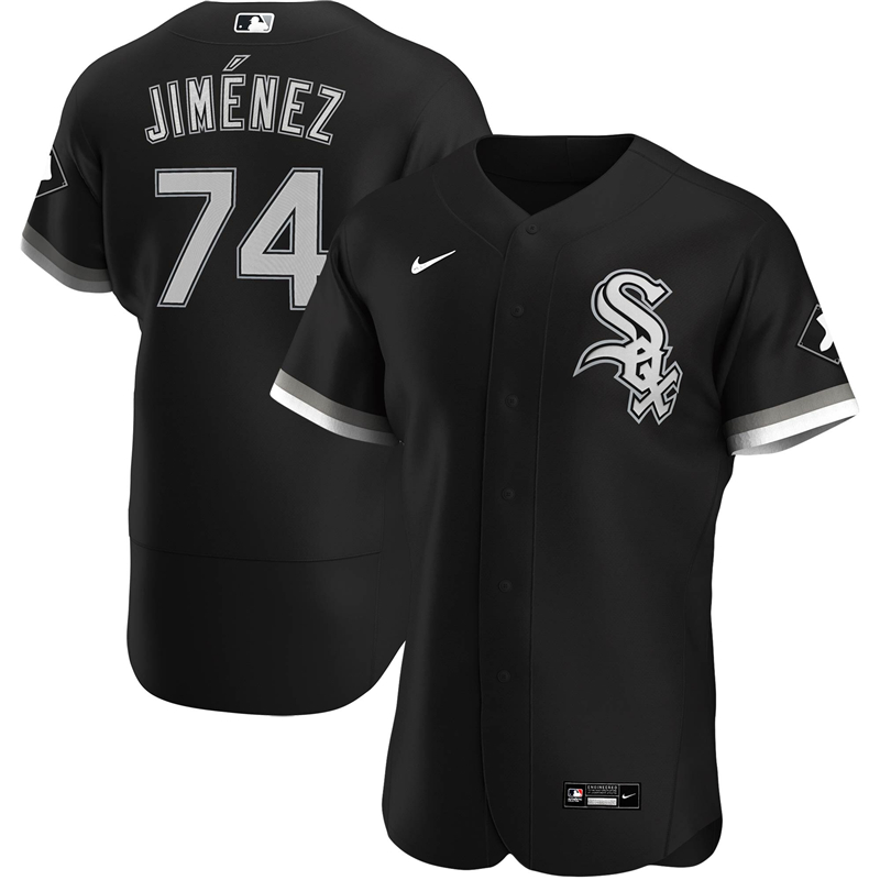 2020 MLB Men Chicago White Sox 74 Eloy Jimenez Nike Black Alternate 2020 Authentic Player Jersey 1